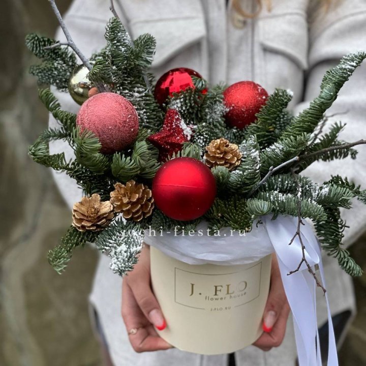 Новогодняя композиция в коробке ред в Орске