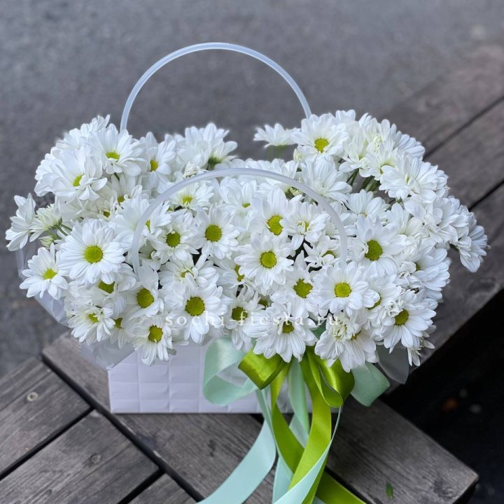 Сумка с хризантемами ромашками в Орске