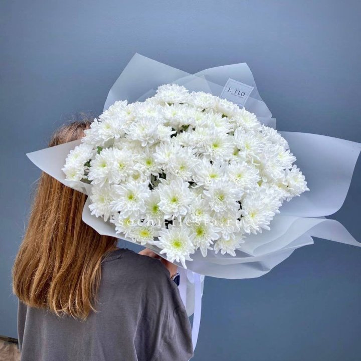 Букет хризантем "Белая снежинка" в Орске