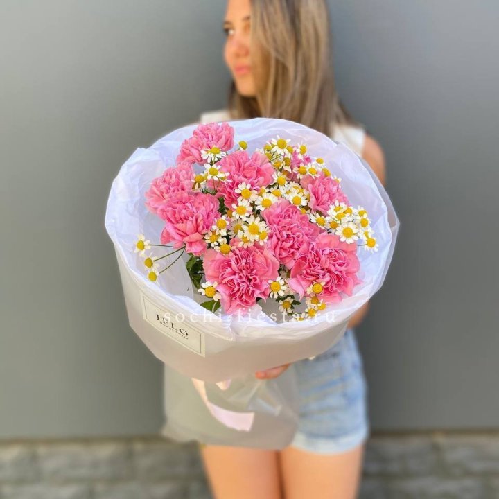 Дуобукет диантусов и ромашек в Орске