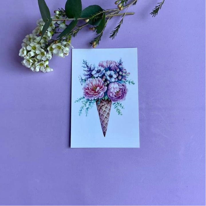 Открытка к букету "Цветочно-кремовый" в Орске