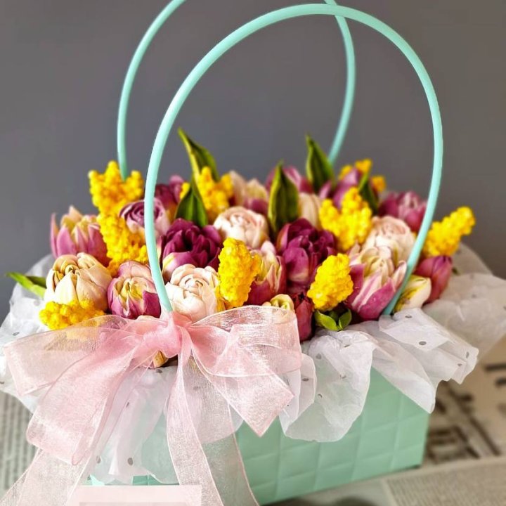 Тюльпаны в сумочке из зефира в Орске