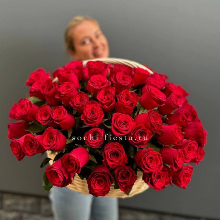 101 красная роза в корзине   в Орске